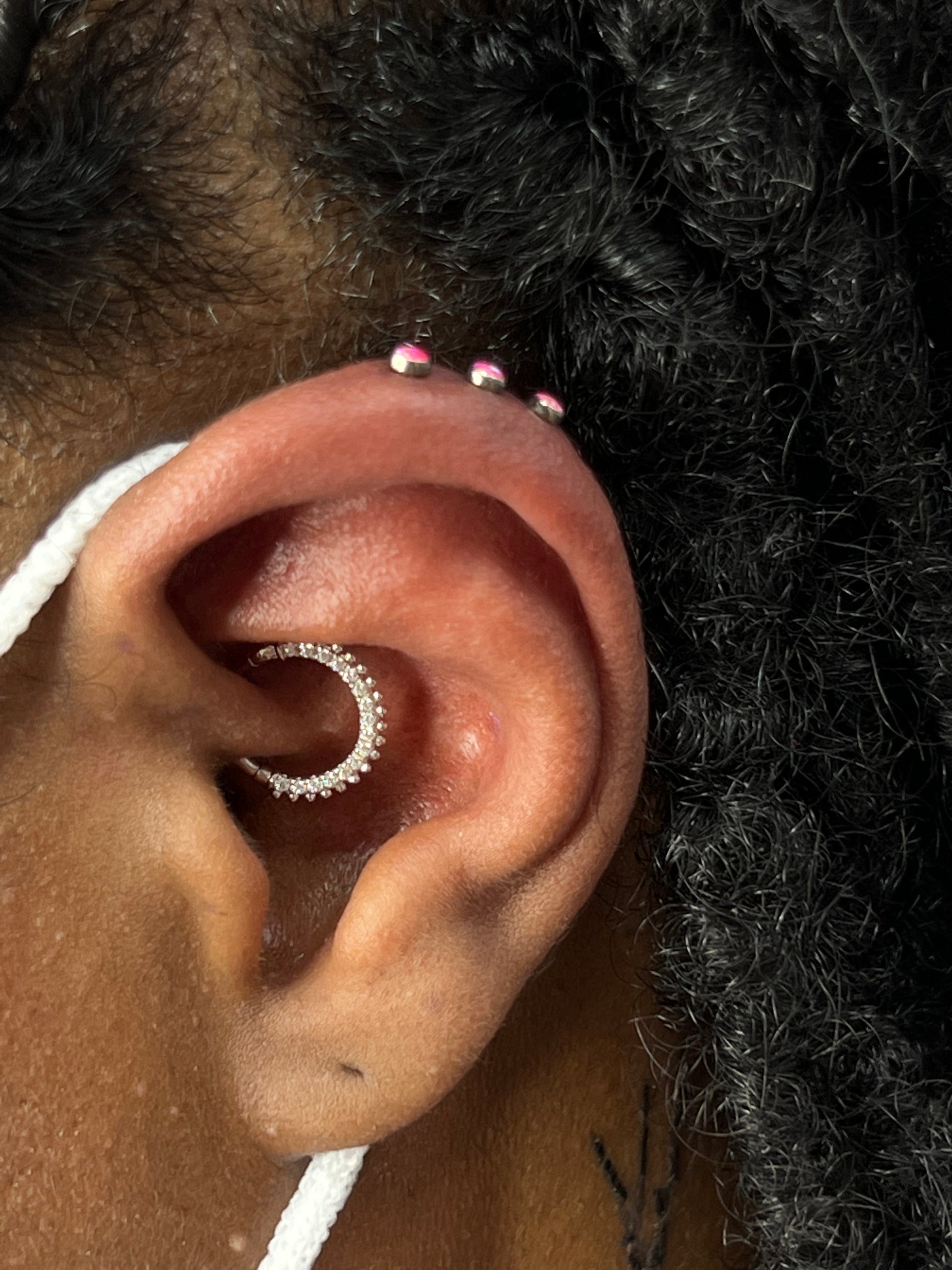 Triple Forward Helix Platinum Body Piercings